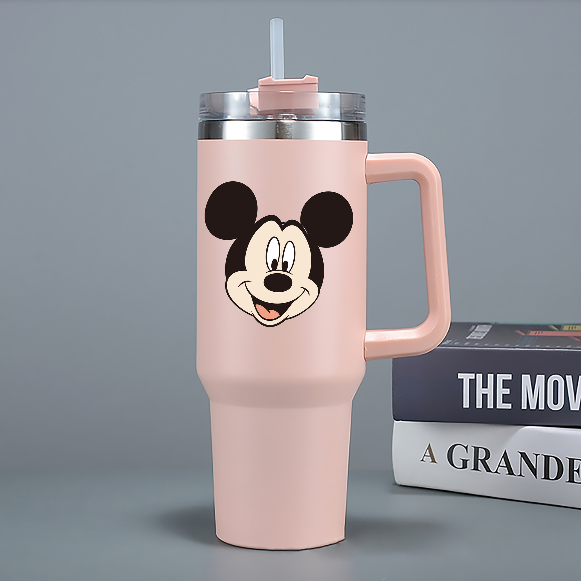 （画像用） ミッキーマウス Mickey Mouse 1200mL車用タンブラー - クリスタルステッカー（プラスチックストロー付き）